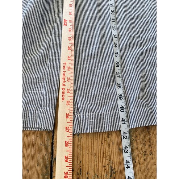 Mustard Seed Womens Striped High-Waisted Wide-Leg Pants L Gray Cotton Blend - Picture 8 of 8